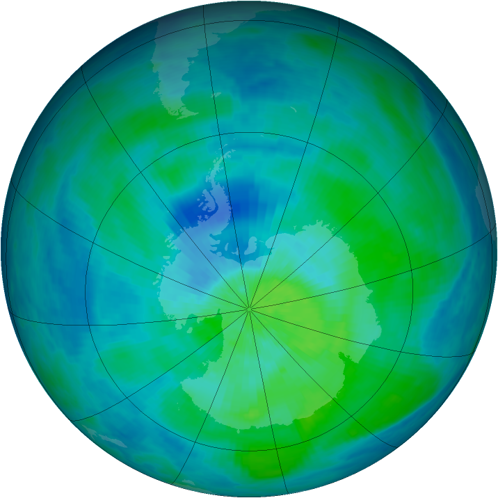 Antarctic ozone map for 09 March 1993
